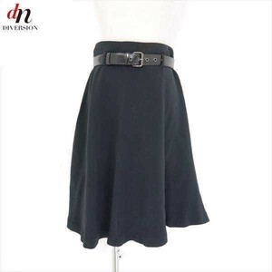 miumiu MiuMiu belt attaching knees height flair skirt BLACK 38