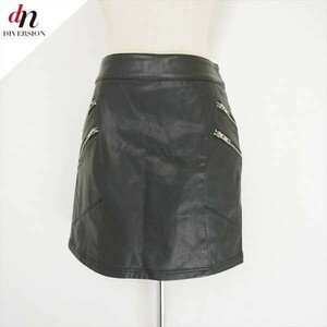 MAD LOVE mud Rav fake leather back Zip Mini tight skirt BLACK S