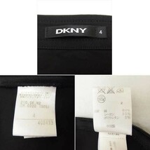 DKNY ダナキャラン ニューヨーク コットン レーヨン ストレッチ 膝丈 スリット スカート BLACK 4_画像7