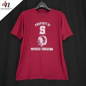 11SS SOPHNET. ソフネット RETRO SPAN PLATING STITCH S. PHYSICAL EDUCATION TEE 半袖 ロゴ プリント Tシャツ カットソー BURGUNDY L