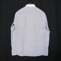 11SS SOPHNET. ソフネット COTTON BROAD STRIPE WIRE L/S CLERIC SHIRT コットン 長袖 ストライプ クレリックシャツ NAVY STRIPE M_画像2