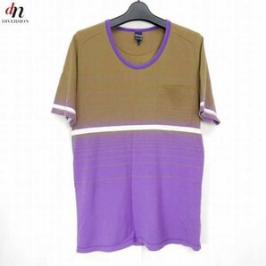 nonnative ノンネイティブ BORDER KANOKO POCKET TEE コットン 半袖 ボーダー 切り替え 鹿の子 ポケットTシャツ カットソー OLIVE/PURPLE 1の画像1