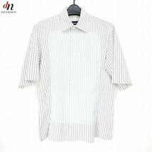 SOPHNET. ソフネット SOPH ソフ WINDOW SHIRT コットン 半袖 ストライプ 切り替え シャツ WHITE/NAVY S_画像1