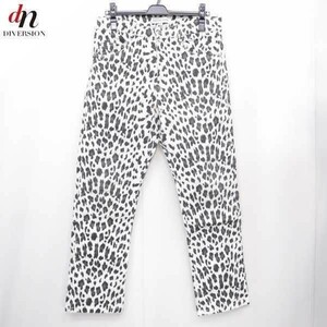 16SS PROPER GANG プロパーギャング LEOPARD DENIM レオパード柄 ヒョウ柄 スリム ストレッチ デニムパンツ WHITE/BLACK 32