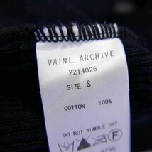 VAINL ARCHIVE ヴァイナル アーカイブ LEO-HOODY コットン7分袖 ワッフルニット プルオーバー パーカー BLACK S_画像6