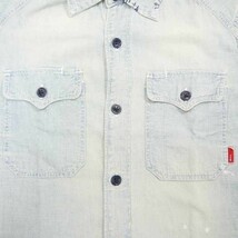 13SS WTAPS ダブルタップス CELL L/S ダメージ加工 コットン 長袖 シャンブレー シャツ INDIGO S_画像5