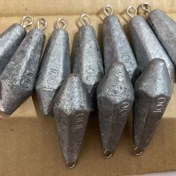 おもり オモリ100g 10個入り 約27号 海釣り 魚釣りフィッシング アウトドア