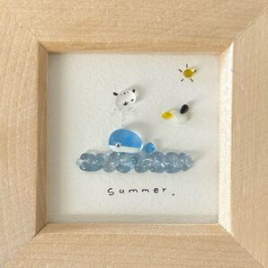 シマエナガ くじらぷかぷか。シーグラスアート