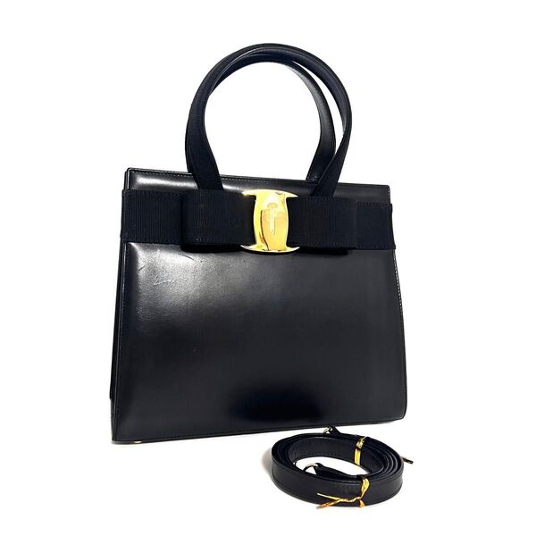 【価格相談可能】美品 Ferragamo フェラガモ ヴァラ ハンドバッグ ショルダーバッグ フォーマル 2way