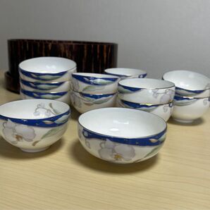 胡蝶蘭 HOYA 湯呑み10個 小鉢4枚/ 香蘭社 湯呑み2個 セット