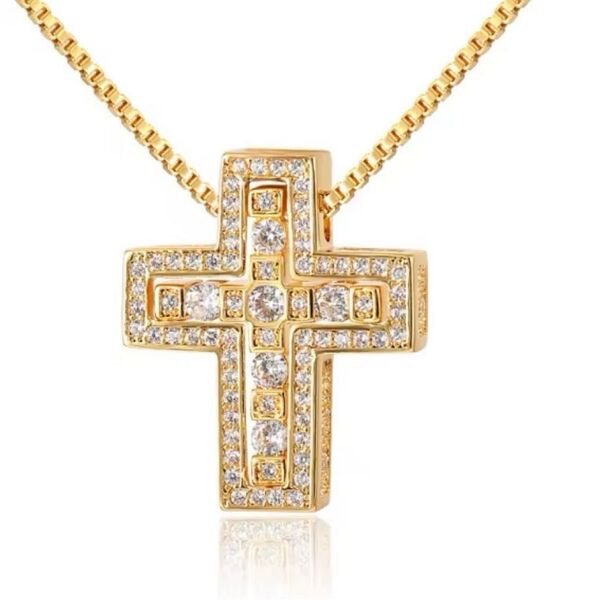 新品 クロスネックレス 925シルバー ゴールドカラー 十字架 ペンダント ユニセックス ジュエリー 高級感