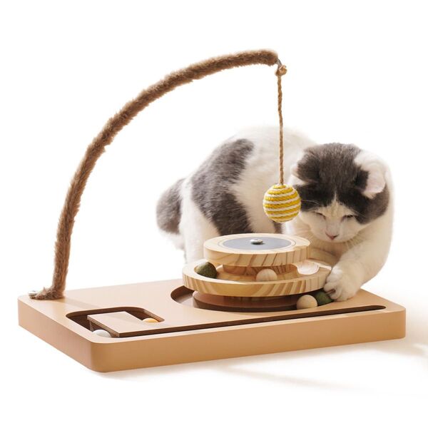 MEWOOFUN 猫用 おもちゃ ボール 木製 ペット 知育玩具