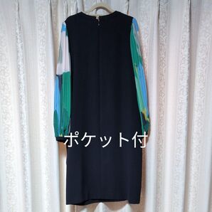 即日発送!超美品!ミラ・ショーン ネイビーワンピース プリーツ袖