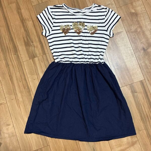 GAP kids ボーダー柄ワンピース ハート柄 140cm