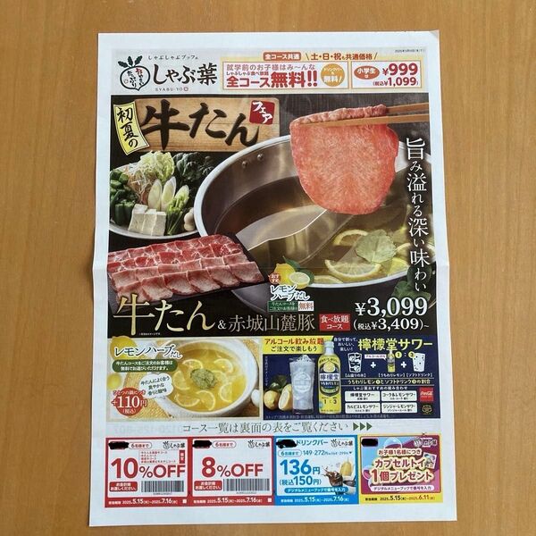 しゃぶ葉 チラシ 1枚