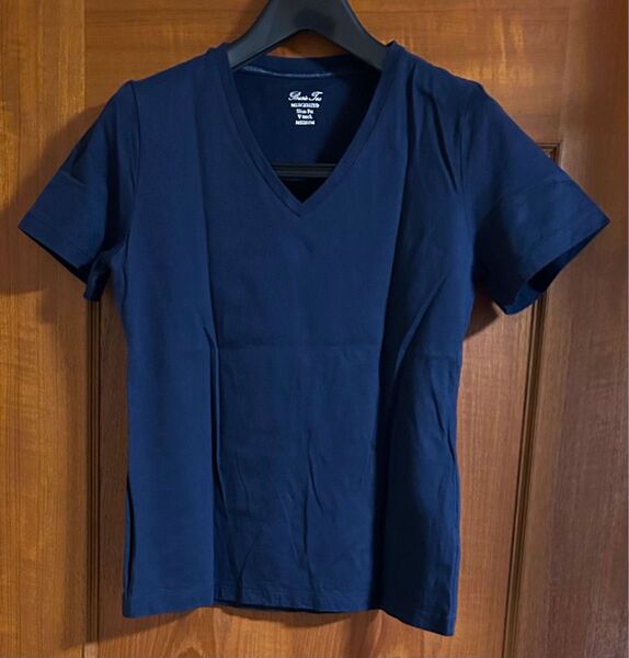 GU ジーユー Vネック 半袖Tシャツ ネイビー M