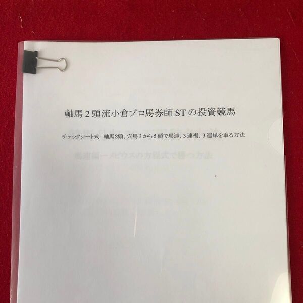 競馬予想 軸馬2頭流小倉プロ馬券師STの投資 チェックシート式 軸馬2頭.穴馬3から5頭で馬連、3連複、3連単を取る方法