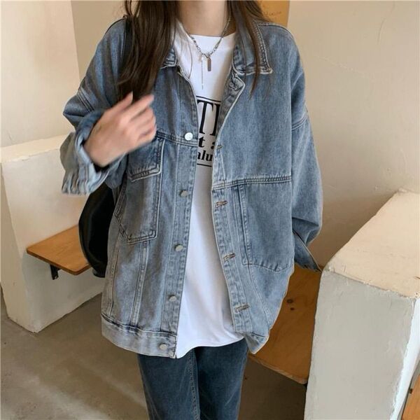 新品MiniministoreデニムジャケットLオーバーサイズ ヴィンテージ風GジャンBIGビッグ ジージャン ジャケット 韓国