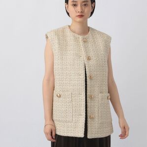 Apart by ツィードベスト ラメ 金ボタン ベージュ フリー 2024SS ジレ