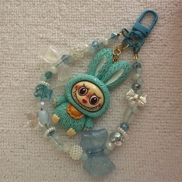 【新作】バニーラブブ キーホルダー キーチェーン Blue ストラップ ハンドメイド