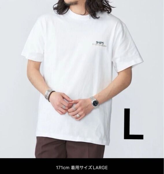 SHIPS: STYLISH STANDARD ロゴ 刺繍 Tシャツ ホワイト