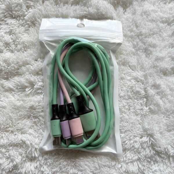 充電ケーブル 充電器 Type-C Lightning Micro USB 緑 Apple タイプC iPhone充電ケーブル