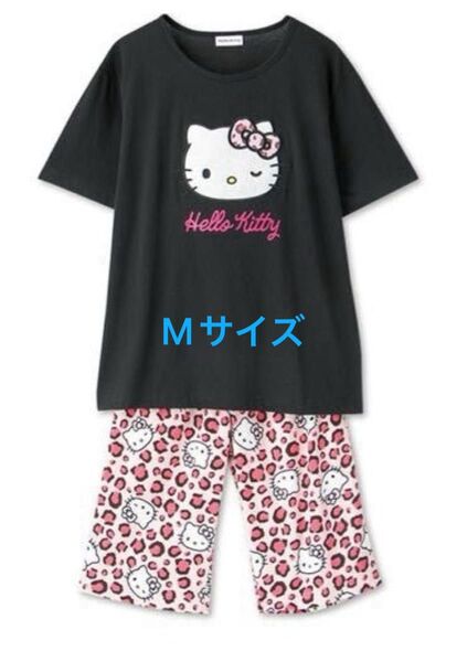 ハローキティルームウェア 上下セット ヒョウ柄 しまむら 平成ギャル パジャマ tシャツ ハーフパンツ Mサイズ