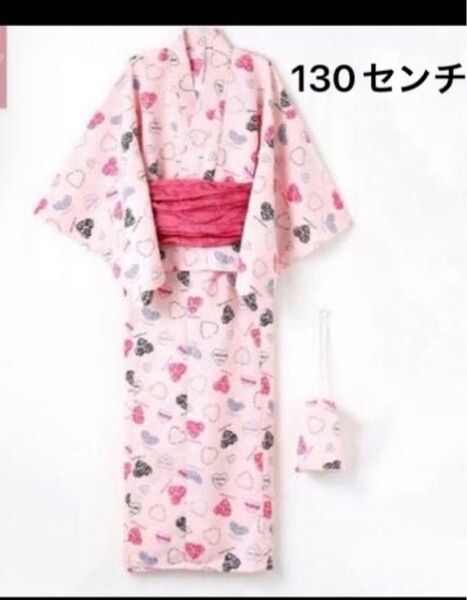 帯付 rabyraby ラビラビ キッズ セパレート浴衣 巾着 130cm ピンク パート バースデー 平成ギャル コギャル