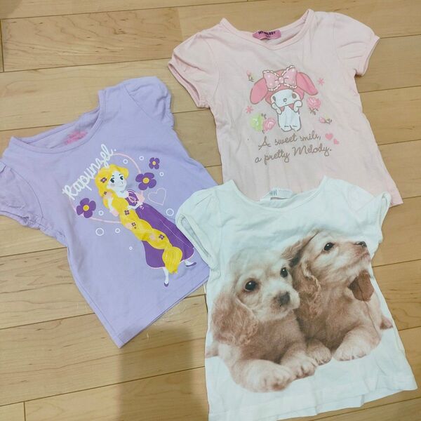 Tシャツ キッズ 女の子 半袖 シャツ 100 3枚 綿 コットン 春 夏 トップス マイメロ ラプンツェル H&M