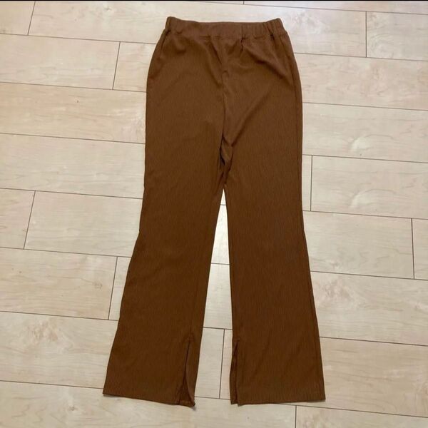 GU リブフレアパンツ M ブラウン