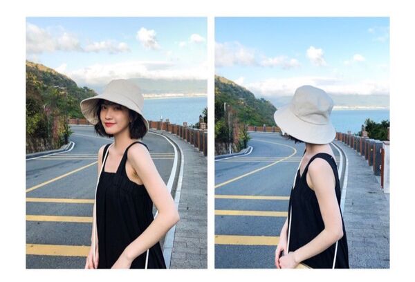 レディース コットン帽子 バケットハット 春夏 おしゃれ 可愛い 日よけ 小顔効果 ネイビー ホワイト