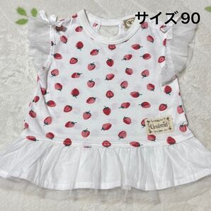 サイズ90 Uzuland いちご柄シャツ