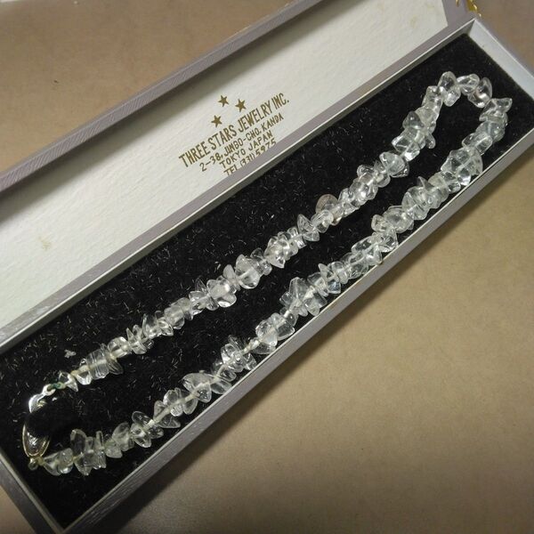 THREE STARS JEWELRY INC. 天然水晶 クオーツ さざれ連 ネックレス 40cm G.SILVER刻印