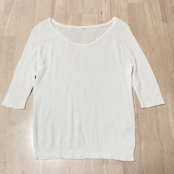 無印 白ニット 五分袖 サマーニット MUJI