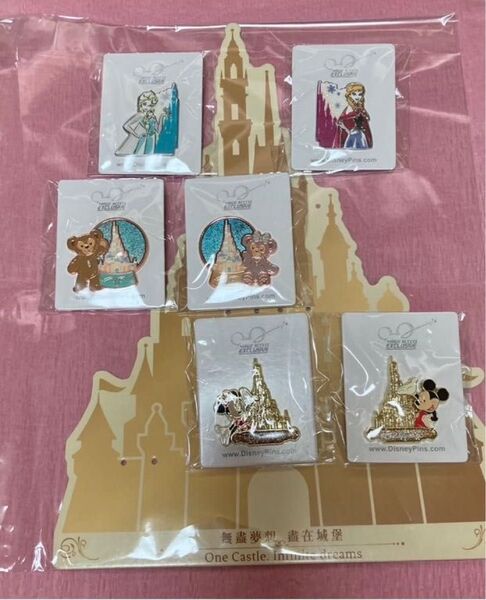 ディズニー コンプリート ピン セット 香港 限定 年パス 特典 非売品 ピンバッジ ピンズ アナ雪 ダッフィー ミッキー ミニー
