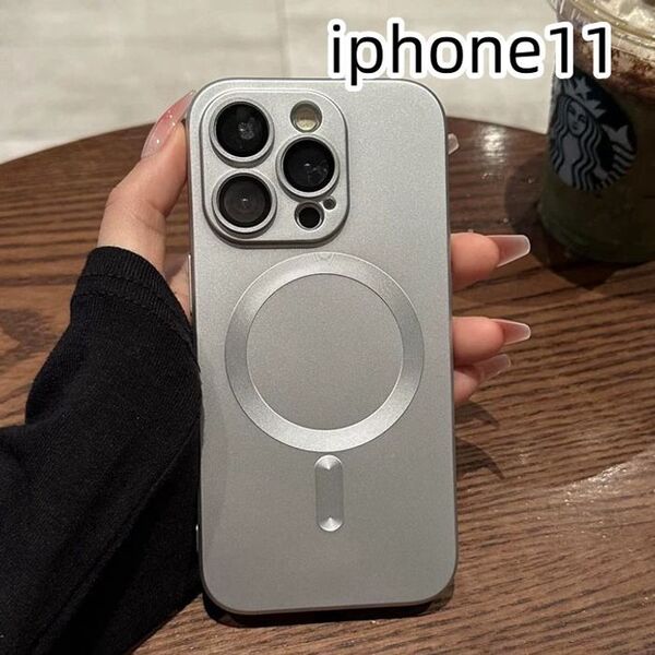 iphone11ケース カーバー スタンド付き 透明 軽量耐衝撃 シルバー