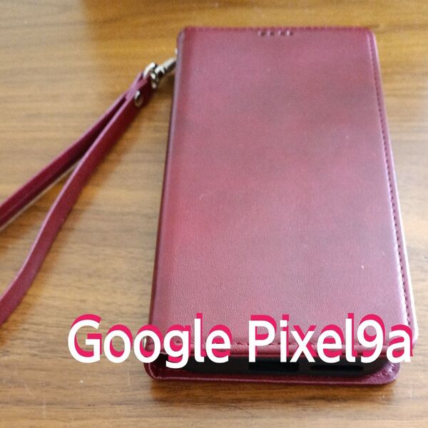 Google Pixel9aスマホ 手帳型 ケース レッド シンプル