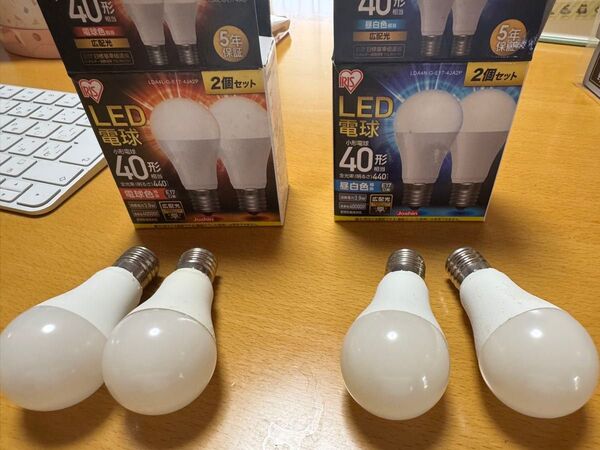 【中古 アイリスオーヤマ】小型 LED電球 E17口金 昼白色 電球色 4球SET