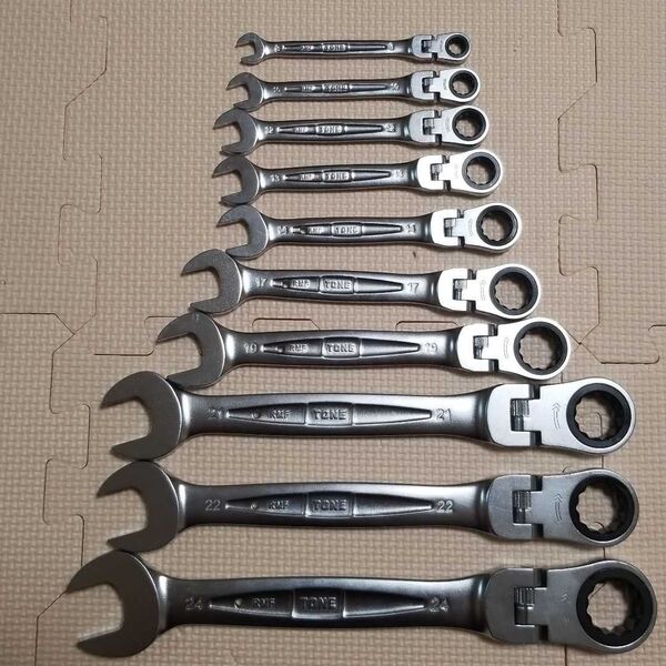 TONE トネ 首振りラチェットめがねレンチ コンビネーションレンチ ギアレンチ 10本セット 工具セット 未使用
