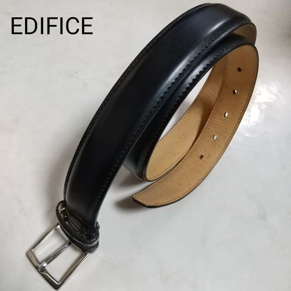 EDIFICE エディフィス 上質レザー ベルト ブラック ビジネス カジュアル