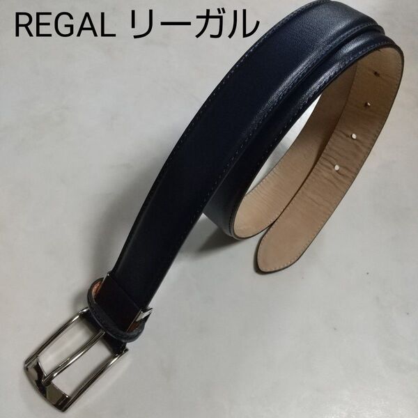 REGAL リーガル 中古美品 ネイビー レザー ベルト オシャレ カジュアル ビジネス