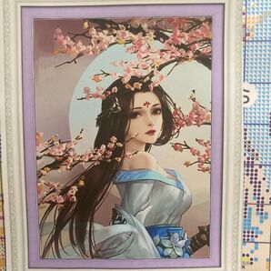 11CTクロスステッチキット桜の花と女性48×63cm