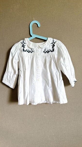 Little cotton clothes 女の子 ブラウス 刺繍 ホワイト 5-6y