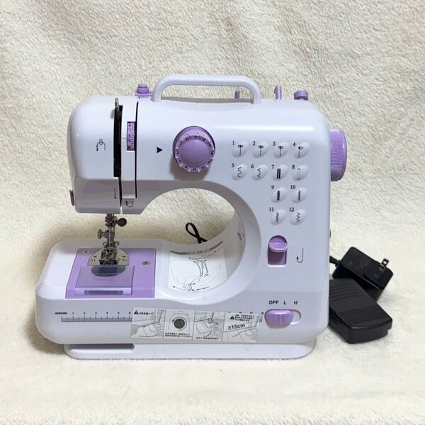 美品 電動ミシン コンパクトミシン パープル