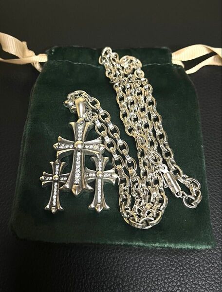 ☆新品☆数ある限り☆ トリプルクロス ペーパーチェーン ネックレス シルバー925 silver925 刻印