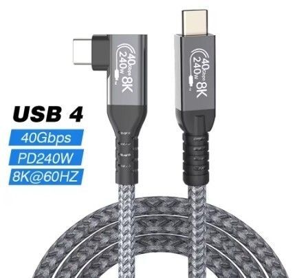 L字 USB4.0 50cm 40Gbps 240W Thunderbolt4 USB Type C to C 変換ケーブル