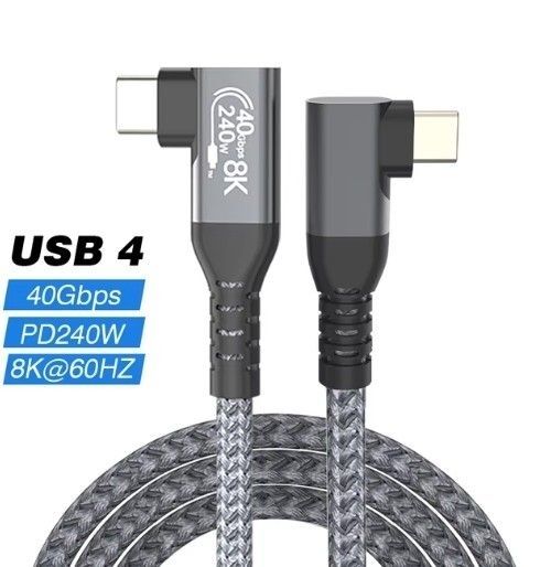 L字-L字 USB4.0 100cm 40Gbps 240W Thunderbolt4 USB Type C 変換ケーブル