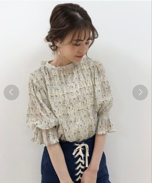 one after another NICE CLAUP【ZOZO限定】うしろリボンマジョリカプリーツブラウス F 小花柄