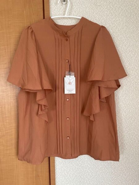 新品 GRL フレアスリーブブラウスフリル袖 半袖ブラウス ピンタック
