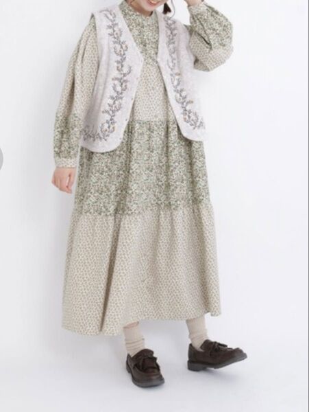サマンサモスモス 花柄パッチワークワンピース SM2 体型カバー ゆったり